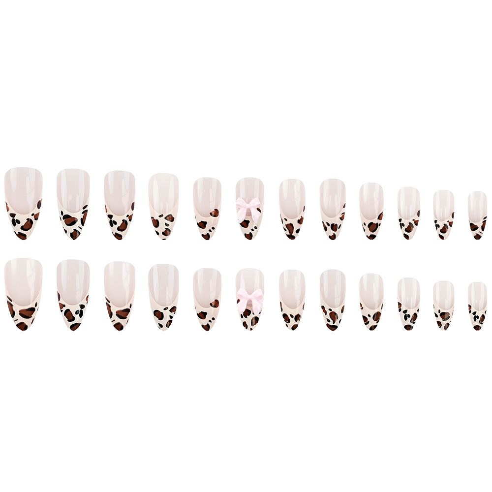 Venta caliente en Europa y América, estampado de leopardo francés, parche de uñas con lazo simple, parche de uñas postizas desmontables image 6