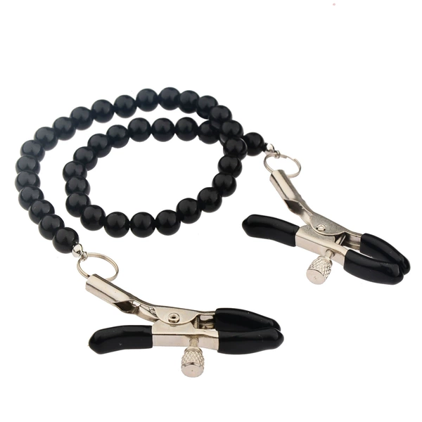 Black regular clip + black pearl chain