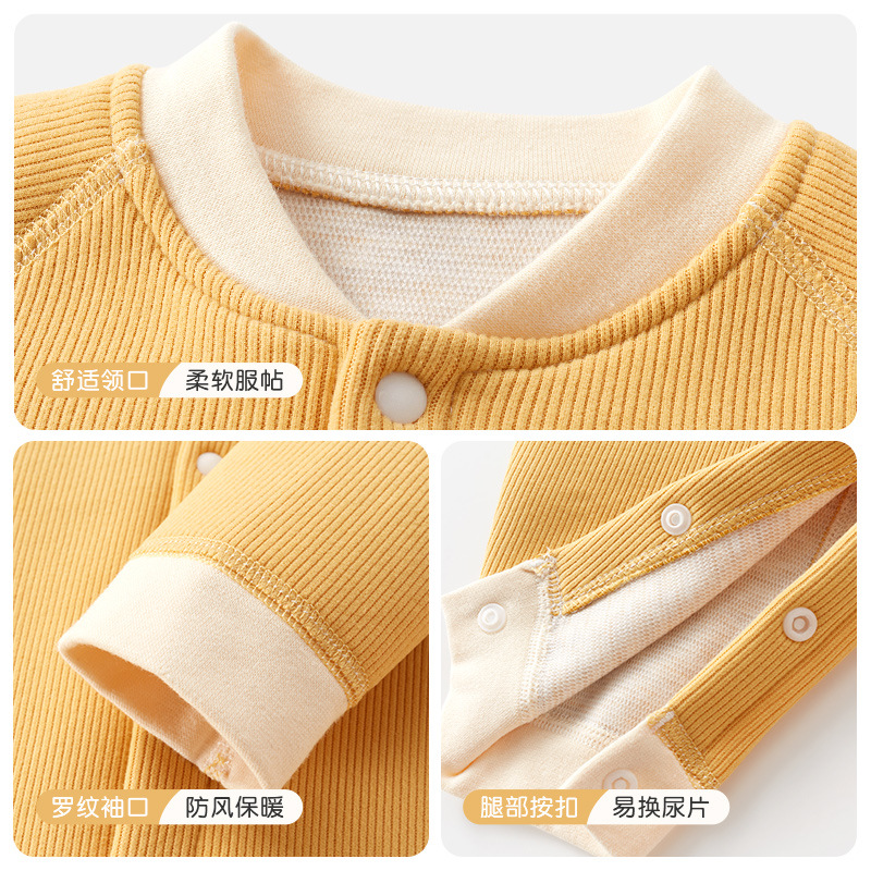 Mono para bebé para primavera, otoño e invierno, forrado de lana, cálido, adecuado para salir, conjunto unisex de otoño, pelele grueso, ropa para recién nacido.