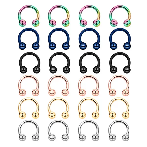 European and American Cross-Border Stainless Steel Simple Round Ball C-Shaped Horseshoe Nose Ring, Earring, Lip Stud, Eyebrow Stud Piercing Jewelry