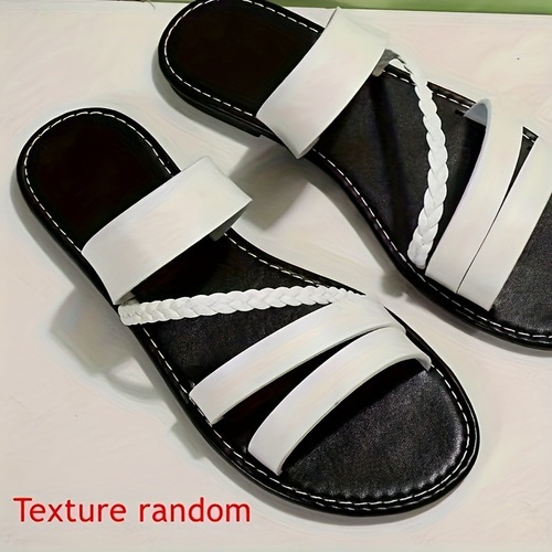 Women's Braided Flat Sandals Casual Summer Slip On Shoes Cross-border