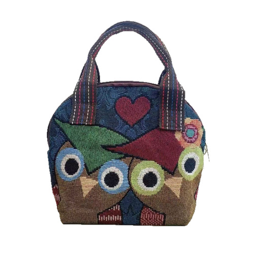 New ethnic style canvas bag for middle-aged women, embroidered jacquard, commuting mobile phone, change, shell-shaped portable bag