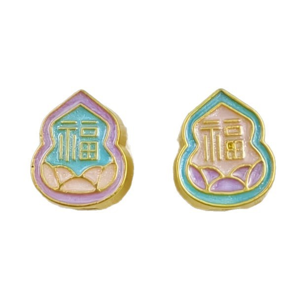 DIY 古代ゴールド強力な色保持サンドゴールド祥雲アクセサリー長寿桃ひょうたん富と幸福ブレスレットペンダント銅貨ひょうたんビーズ|undefined