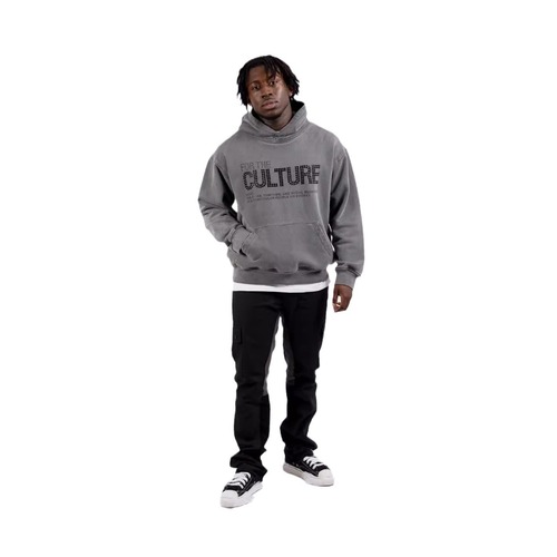 Letter Embossed Rhinestone Print Autumn/Winter Loose Trendy Fashion Pocket Hooded Sweatshirt for Men and Women Couple Set