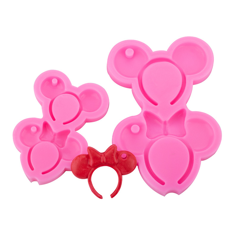 Dos piezas de Mickey horquilla molde de silicona arcilla cerámica suave accesorios de epoxi accesorios de fabricación de llaveros