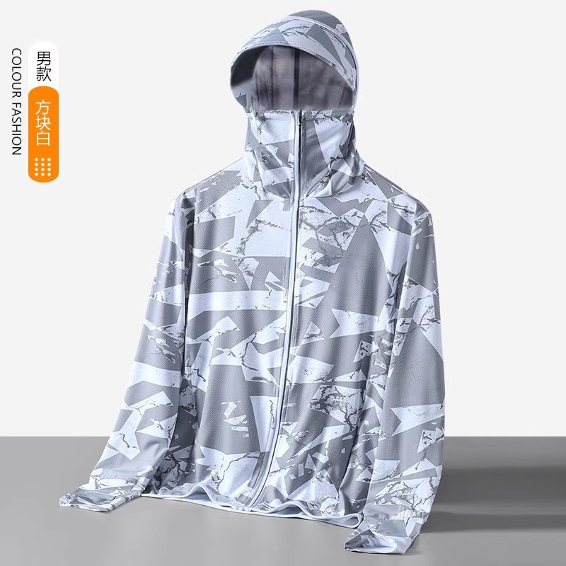 Ice silk sunscreen clothing men's summer thin anti-ultraviolet breathable outdoor riding fishing professional sunscreen jacket