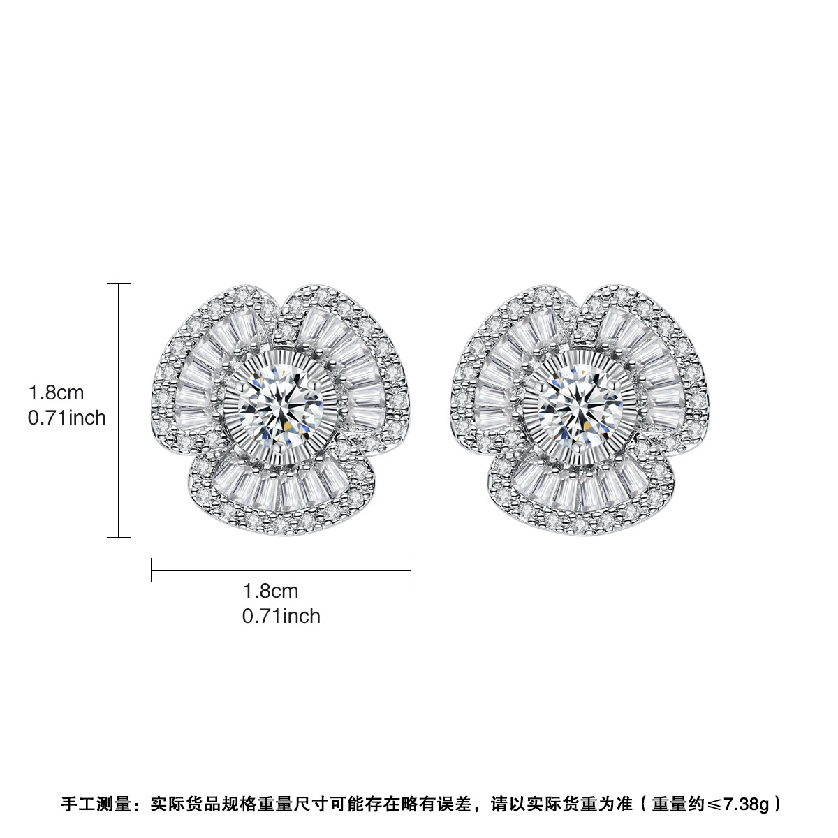 Серебрин Earrings, медь модная циркония, инкрустированный драгоценными камнями, корейский стиль, с цветами, оптовая продажа