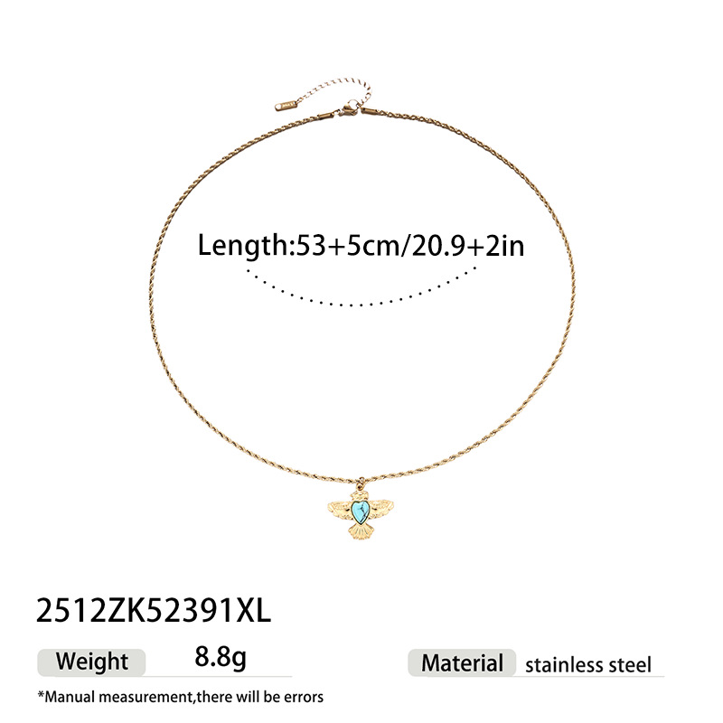Tina Europa y los Estados Unidos pájaro universal diseño de forma de estrella de cinco puntas incrustado collar de piedra natural lujoso ligero de alta calidad mujer image 8