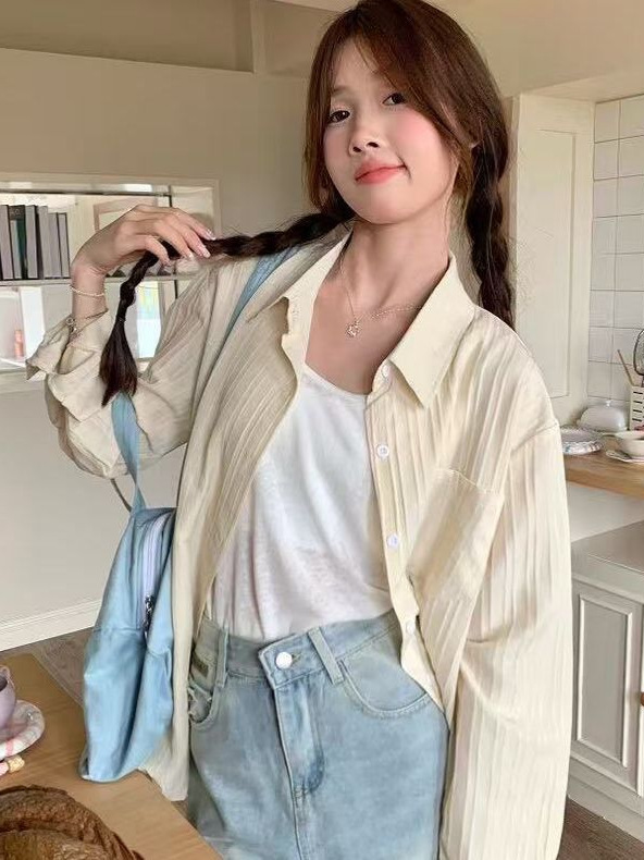 法式棉麻衬衫外套女春秋季薄款慵懒风小众衬衣开衫肌理感防晒上衣|undefined