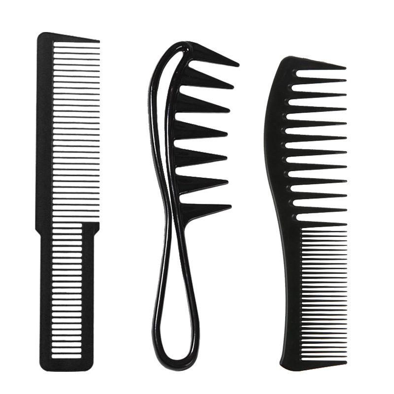 Men's hair retro style wide tooth comb back hollow comb partition style comb double head flat comb hairdressing tool
