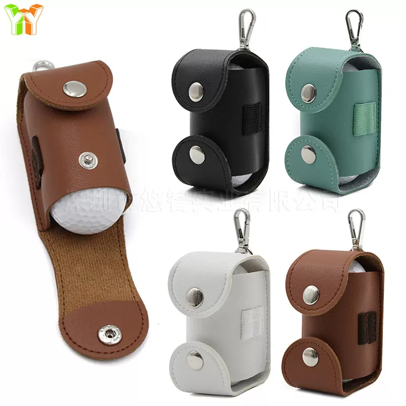 日韩户外双开口高尔夫球收纳袋 腰挂皮质高尔夫球袋 GOLF球具球包