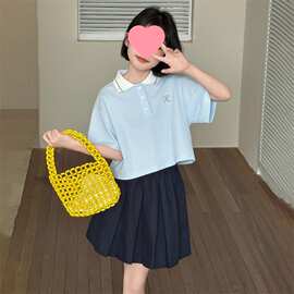 女童夏日绝美套装学院风jk裙子儿童POLO短袖夏季新款2025超火夏装