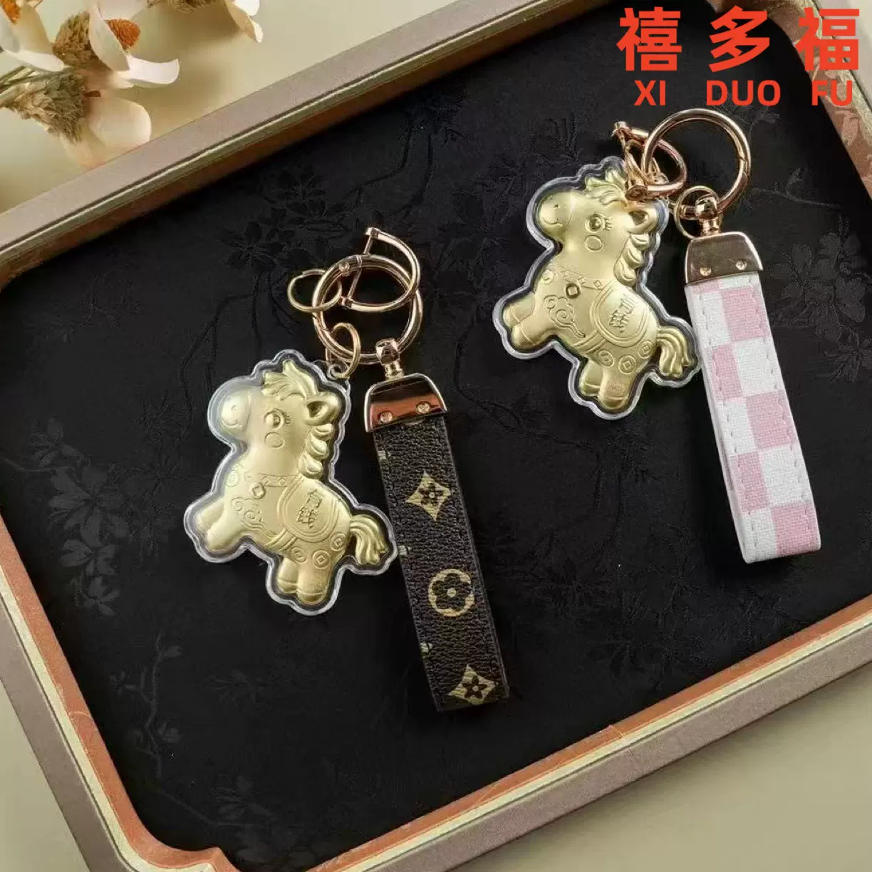 足金999黄金发财小马挂件挂绳招财2026马年钥匙扣马上有钱引流款