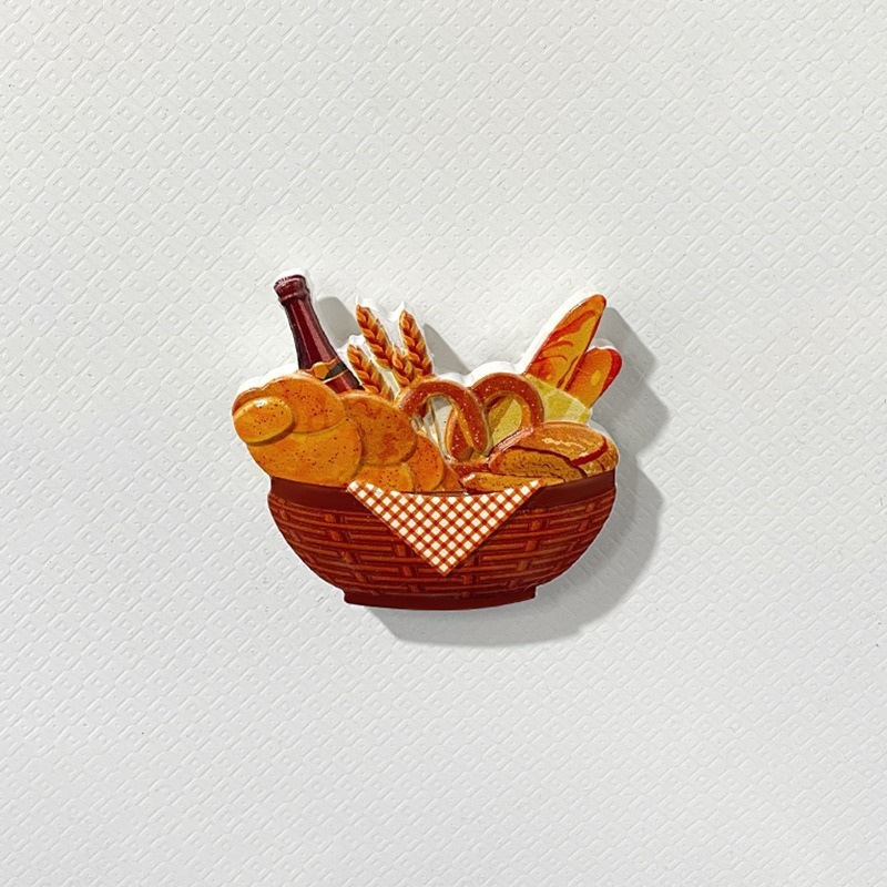 新しい樹脂の食事は冷蔵庫を遊んで、法棒のパンのクリームのゴムのdiyの磁気を貼って漫画のかわいい台所の磁気を貼って貼ります。|undefined