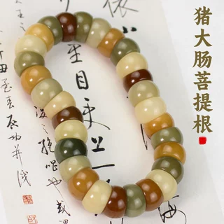 菩提根手串猪大肠文玩佛珠饰品盘玩男女学生党多宝糖果色情侣手链