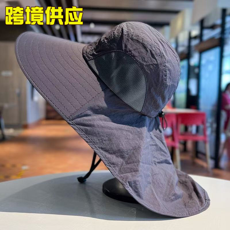 Cross-Border High-End Neck-Protecting Sun Hat for Outdoor Cycling, Fishing, and Mountaineering, Men's and Women's Hats with Large Brim, Uv Protection, Fisherman's Hat