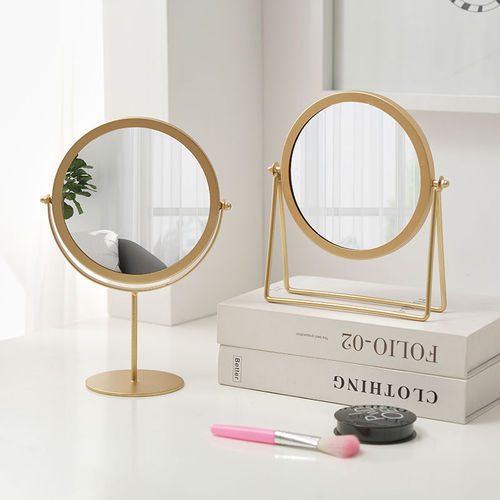 Retro ins Nordic dressing table desktop makeup mirror dormitory desktop portable student home rotating makeup mirror