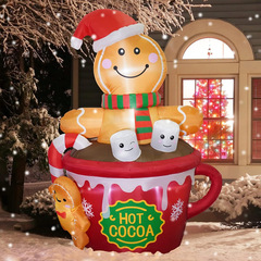 クロスボーダークリスマスインフレータブル雪だるまLED発光サンタクロースクリスマスツリー庭装飾インフレータブルモデル