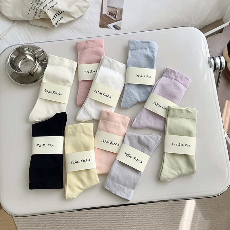 Xiaohongshu's Same Style White Socks for Women, Summer Confinement Socks, Spring & Fall New Pile Socks, Soft and Waxy Loose Mouth Pure Color Women's Socks