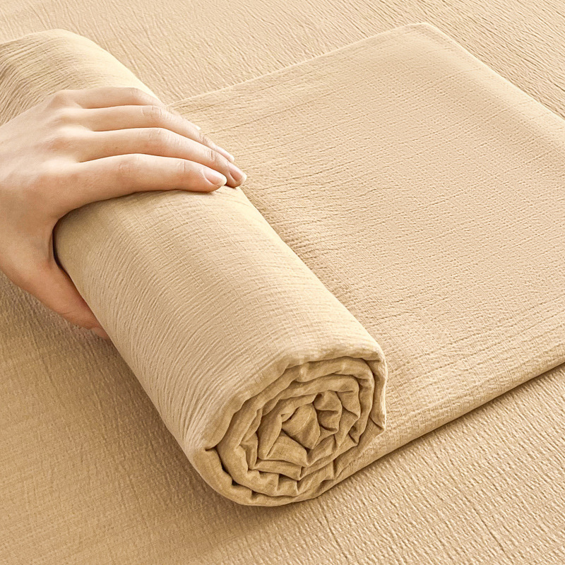 Sábanas de gasa de doble capa de una sola pieza nueva, sábana para dormir desnuda, juego de tres piezas, cama doble de celebridades de Internet, cama kang, sin correr, sin resbalar