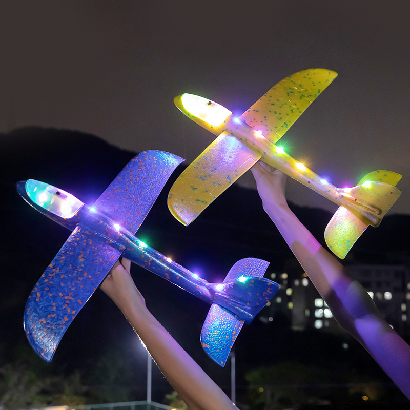 48 センチメートル大型 LED 発光手投げフォーム飛行機グライダーランブラー子供の航空機模型玩具|undefined