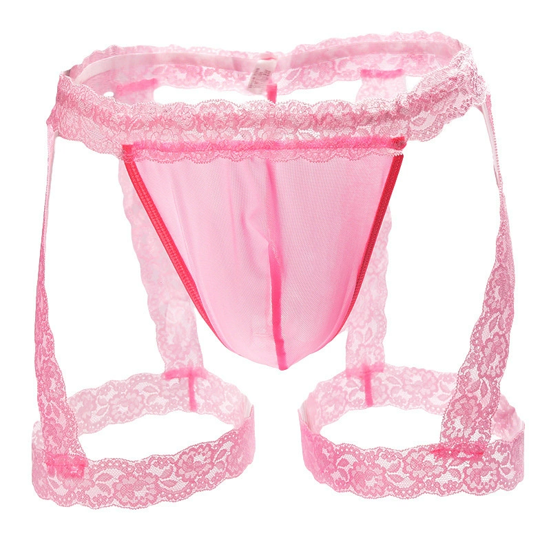 Men's lace jockstrap mesh underwear, lifting effect, one size