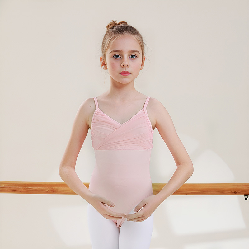 Children's Dancing Suit Sling Dancing Skirt Ballet Sling Gymnastics Suit Spring and Summer Grade Examination Training Suit Girls' Short-Sleeved Suit