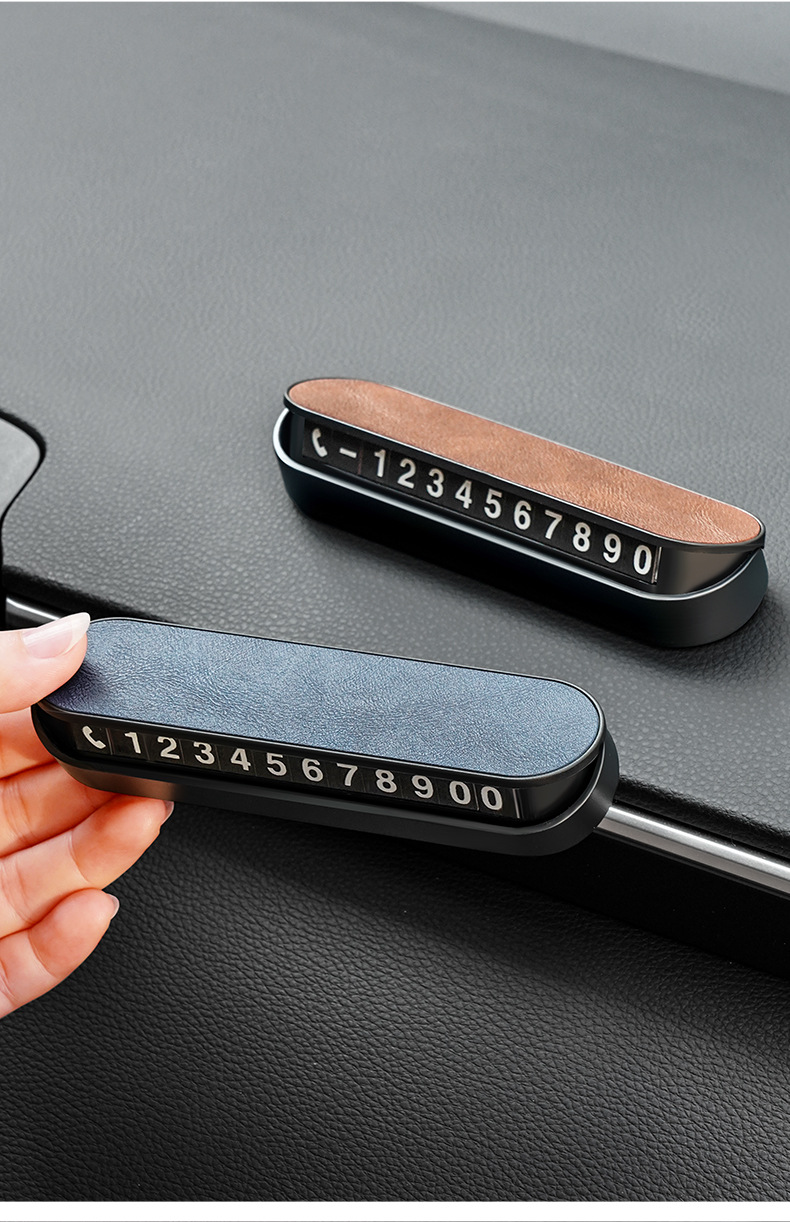 Temporary Parking Number Plate for Moving Car, Car Ornaments, Luminous Car-Mounted High-End Leather Moving License Plate