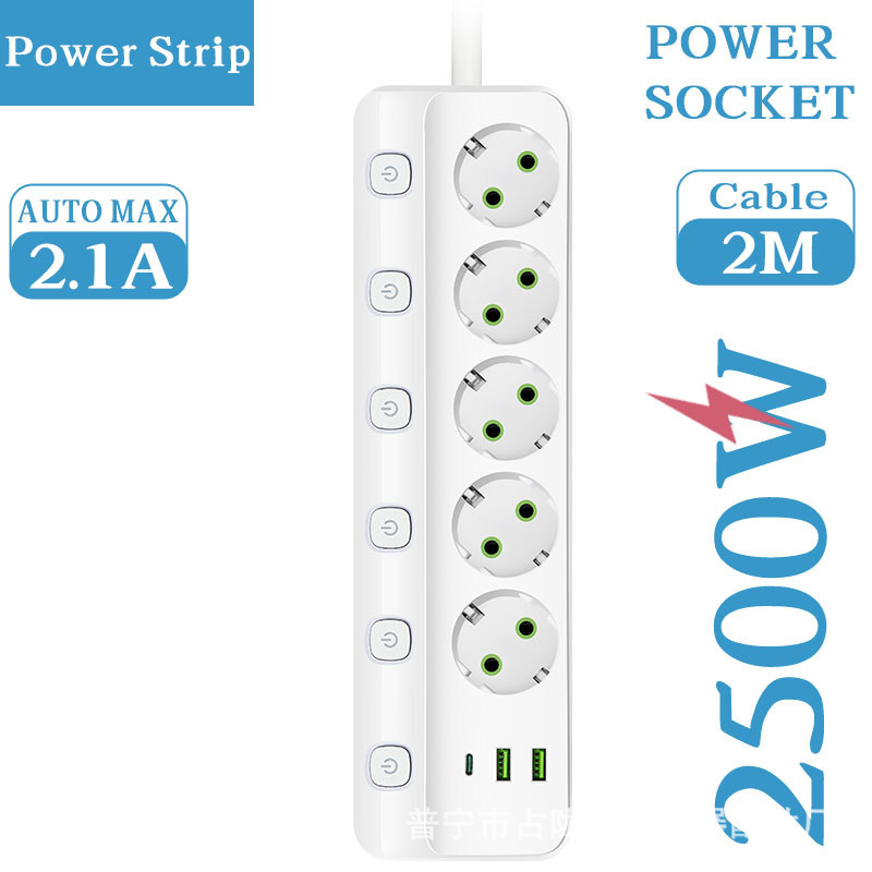 Euro enchufe tablero de conexión doméstico con USB oficina ruso 250V con enchufe de cable