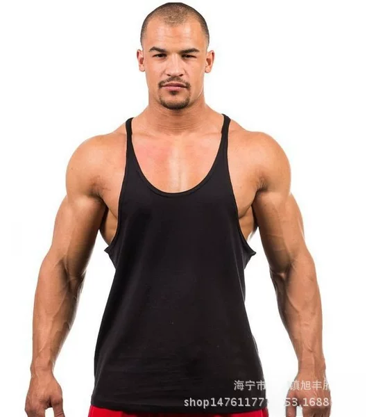 European and American Basic Fitness bodybuilding sports training vest cotton non-printed vest men