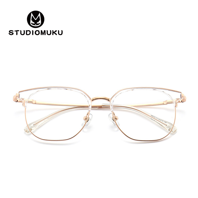 STUDIOMUKU mu fresco gafas estilo japonés cara grande retro medio marco gafas marco puede ser equipado con miopía gafas marco