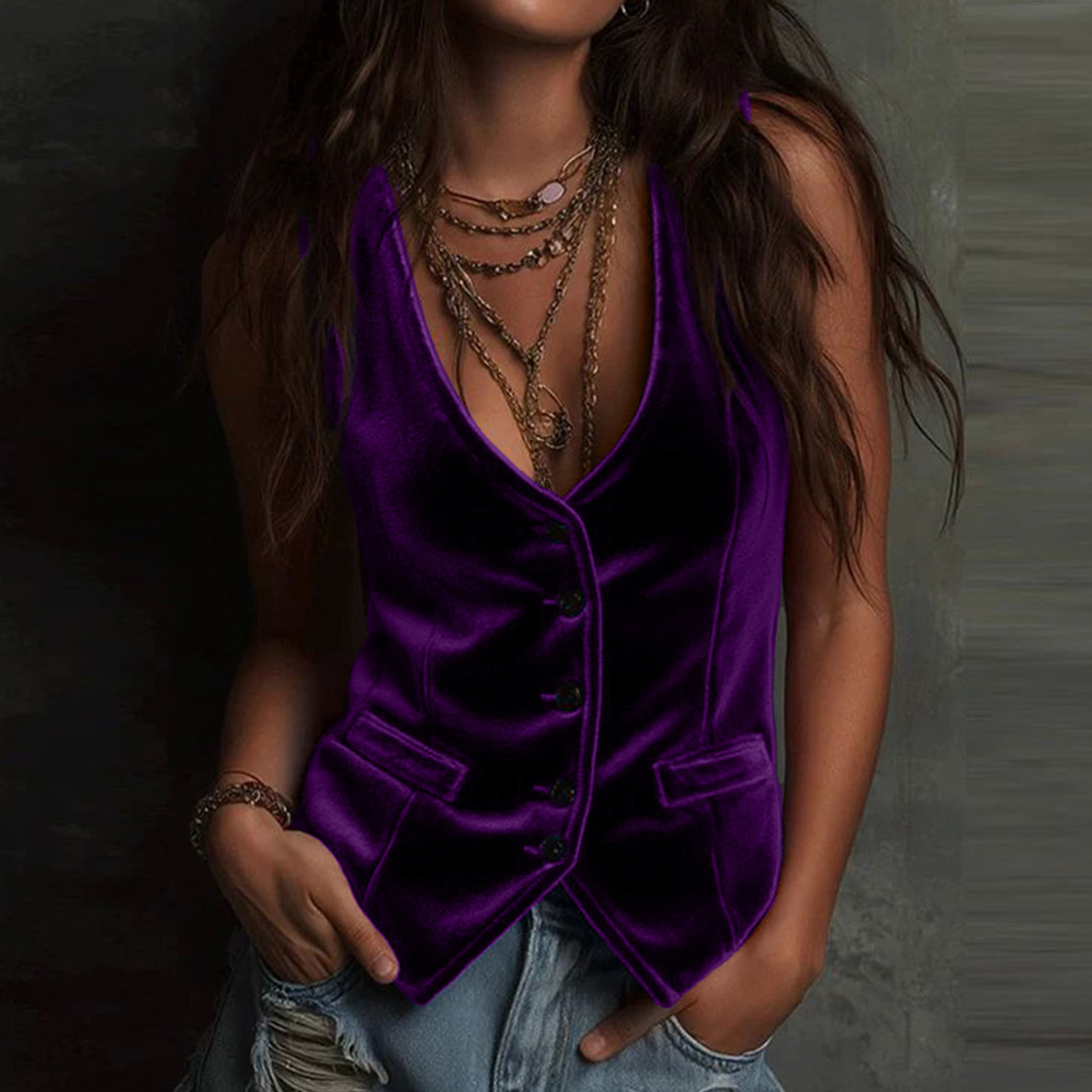 Essential V-Neck Sleeveless Vest For Women, Lightweight Button-Front Layering Tank Top, Versatile Casual And Office Wear_ecoleips.com