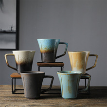 日式简约陶瓷马克杯复古家用咖啡杯创意水杯马克杯早餐杯粗陶杯子