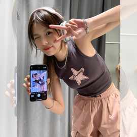 星星背心纯欲风短款t恤女夏季新款港风辣妹小众高腰修身显瘦上衣