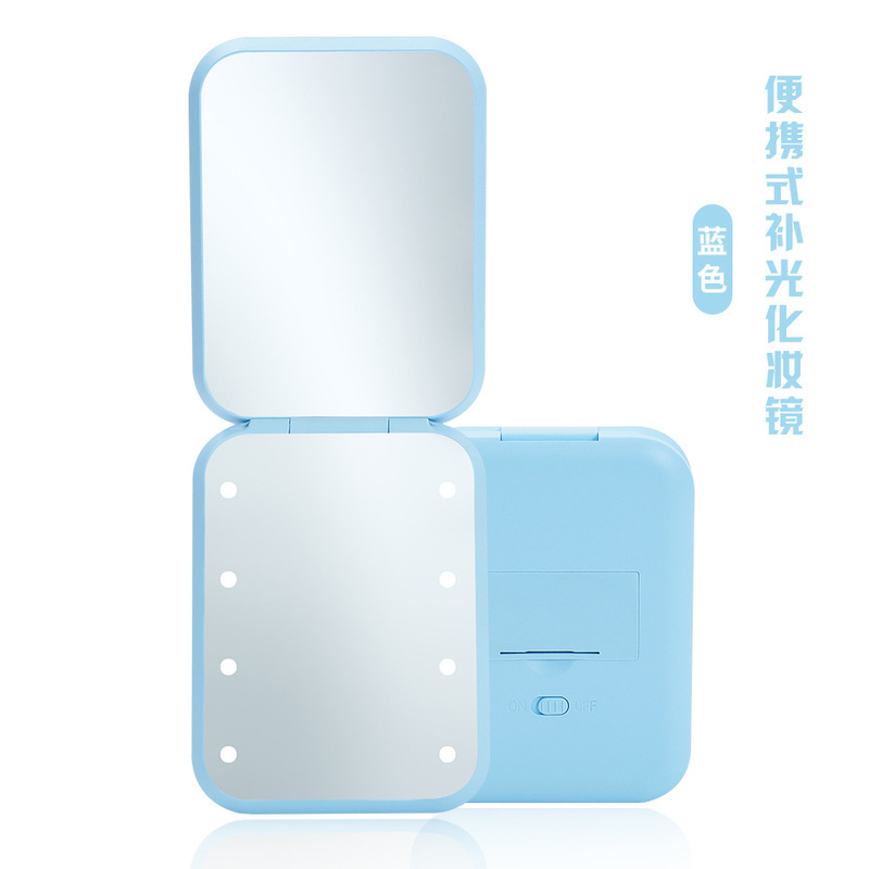 人気の携帯用LED化粧鏡、ライト付き、2倍・3倍拡大、手持ちミニギフト、正方形小型折りたたみ鏡|undefined