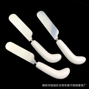 Factory Direct 430 stainless steel white cold leather knife cross-border Amazon ceramic handle butter knife butter cutter