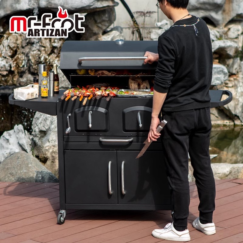 horno de cocción al aire libre horno de barbacoa parrilla de carbón casera terraza villa patio jardín BBQ americano grande