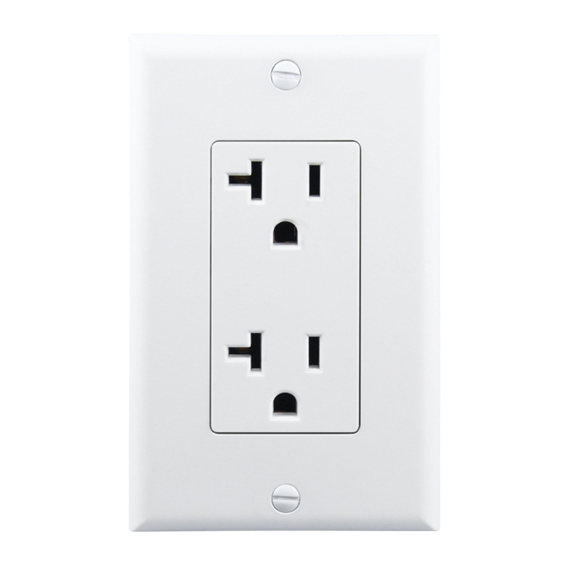 北美洲美国美标20A两位双联美式UL插座NEMA5-15美规墙上面板插座