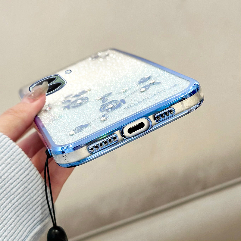 Suitable for Xiaomi Protector Case Gradient Eternal Flower Lanyard Mobile Phone Case Protective Cover Anti-Fall