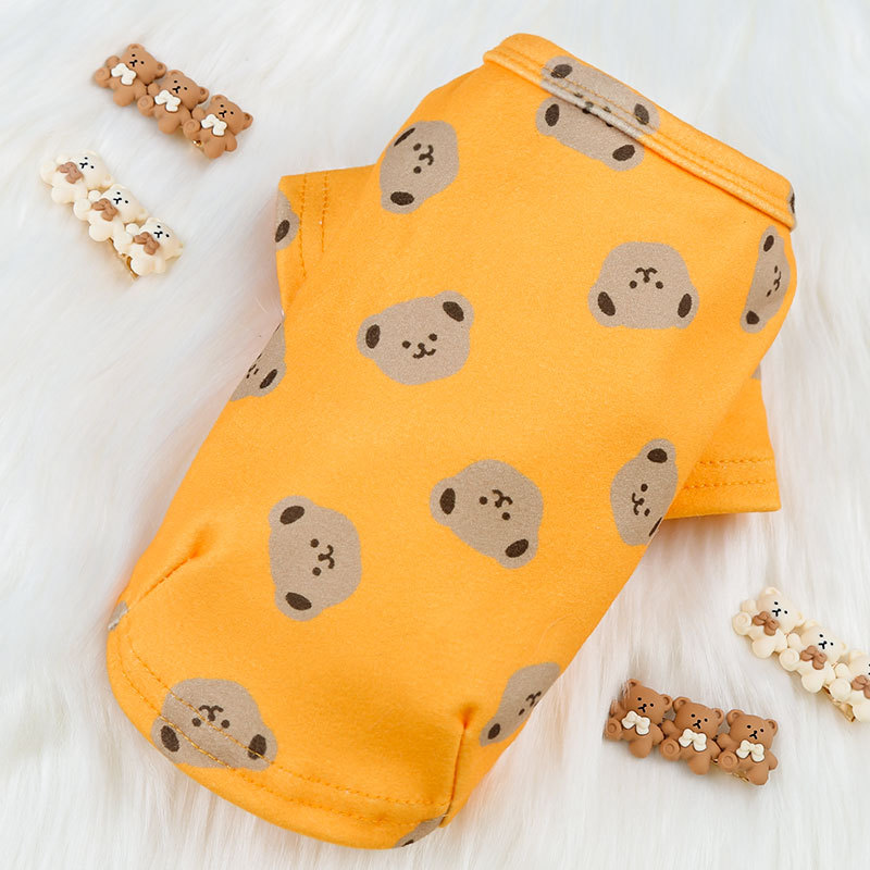 Ropa para perros y gatos otoño e invierno camisa de fondo para gatos oso ropa para mascotas de terciopelo de doble cara suministros para perros pequeños y medianos