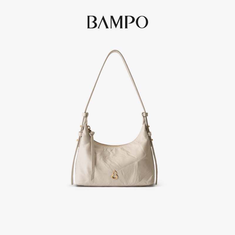 BAMPO ハンプー金元 HOBO バッグ第一層牛革脇の下バッグ小さなバッグ 2025 新しい質感ソフトレザークロスボディバッグ|undefined