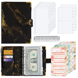 Cross-Border Cash Budget Book A6 Loose-Leaf Book Marble Leather Pu Hand Ledger Notebook Binder Hand Ledger