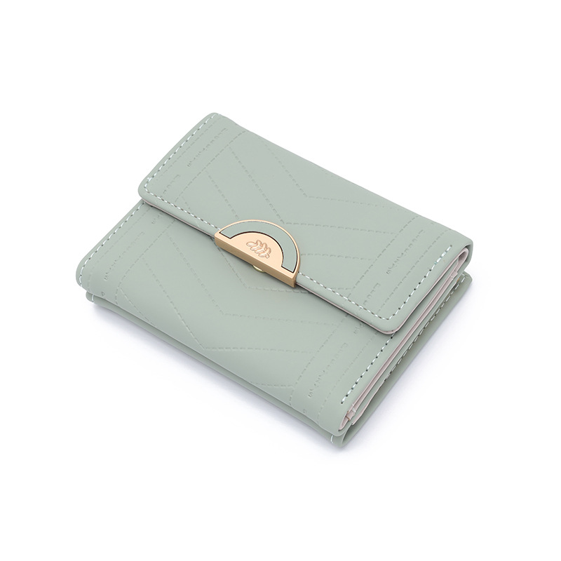 Sweet Style Women's Solid Color Pu Leather Hidden Buckle Wallets