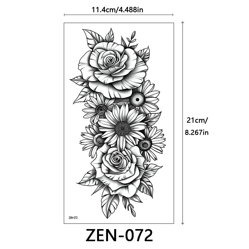 新品跨境 ZEN小全臂纹身贴半臂纹身贴动物花朵万圣节纹身贴tattoo|undefined