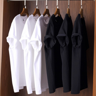 Men's Pure Cotton Short-Sleeved T-Shirt Men's Round Neck Loose White Bottoming Shirt New Summer Sports Undershirt Fashionable Hot Style