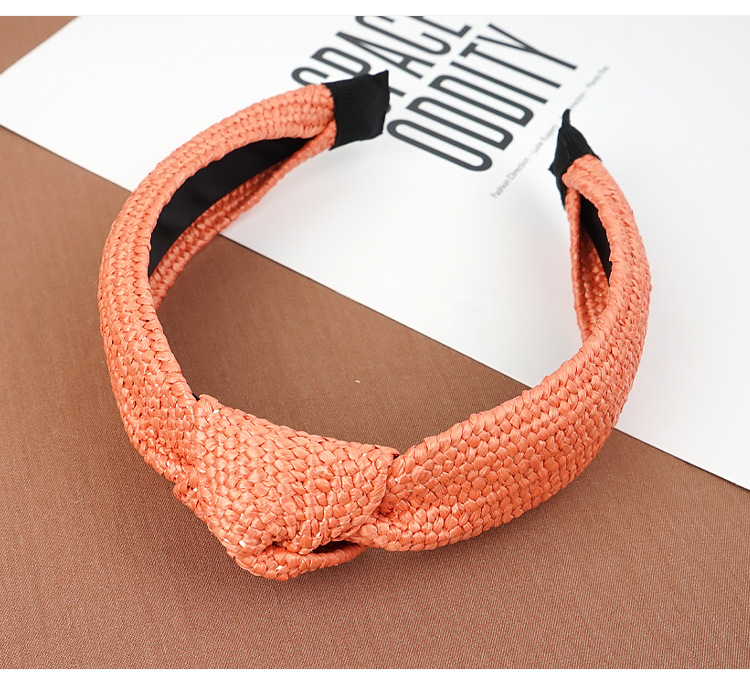 Ethnic Style Solid Color Straw Hair Band2