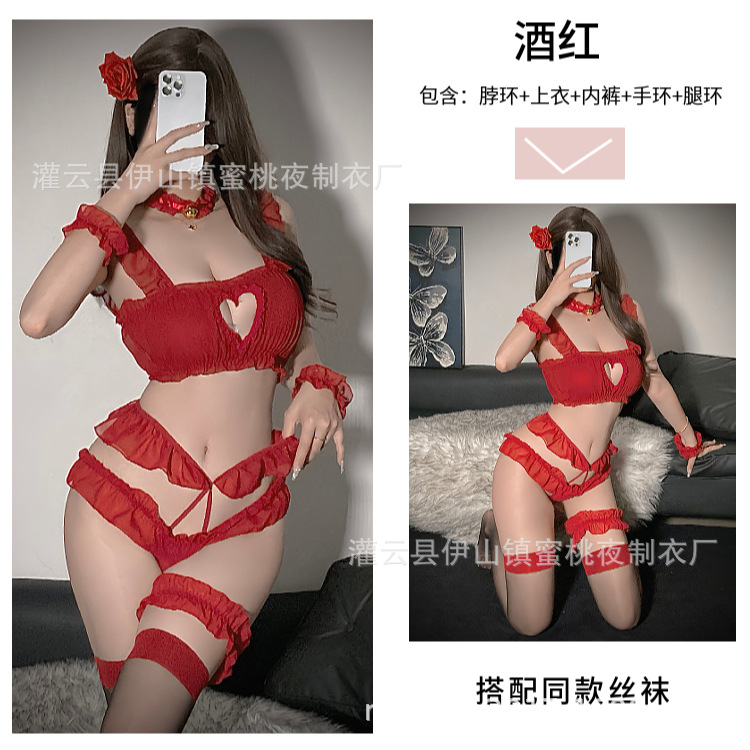 버건디 세트 [목 반지 자켓 속옷 팔찌 다리 반지 포함]
