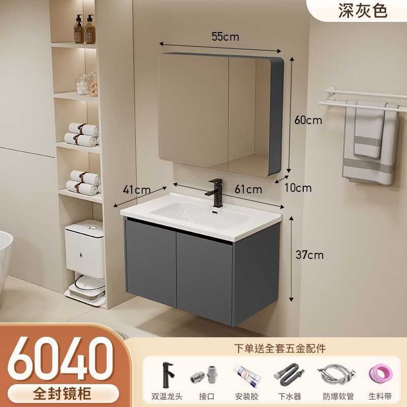 Gabinete de baño de aluminio inteligente espacial grueso combinación lavabo lavabo en cerámica lavabo fábrica de inodoro al por mayor