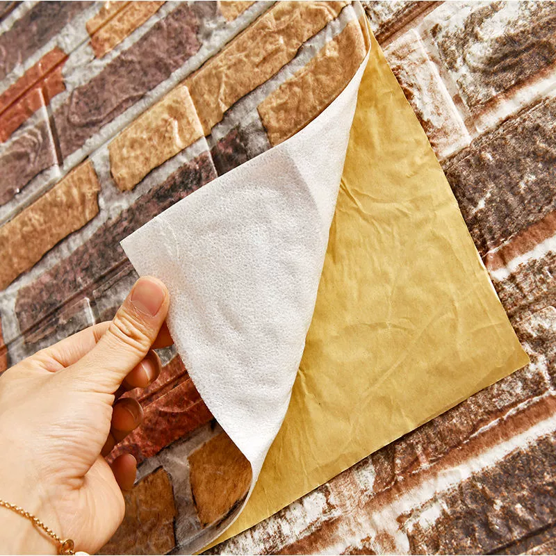 Three dimensional retro foam brick on wall, self-adhesive wallpapers