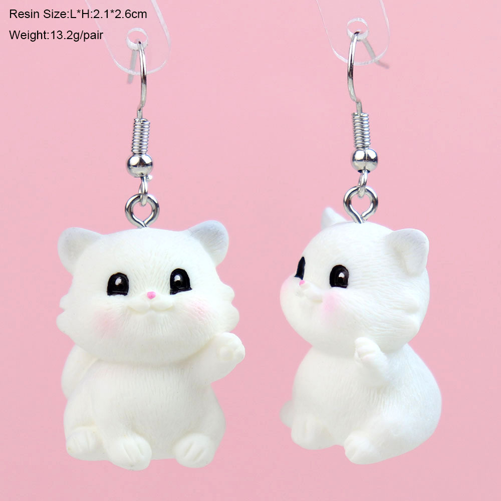 1 Paire Style De Bande Dessinée Mignon Chat Plastique Boucles D'oreilles display picture 6